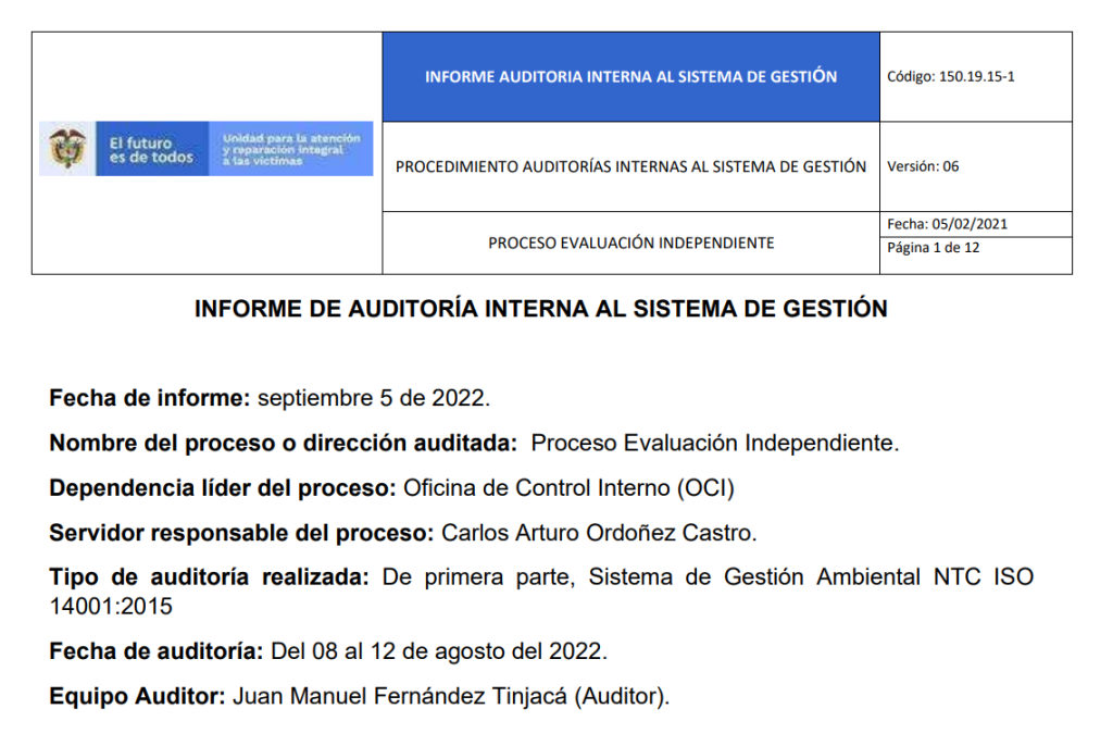 informe auditoria del sga   evaluacion independiente 0
