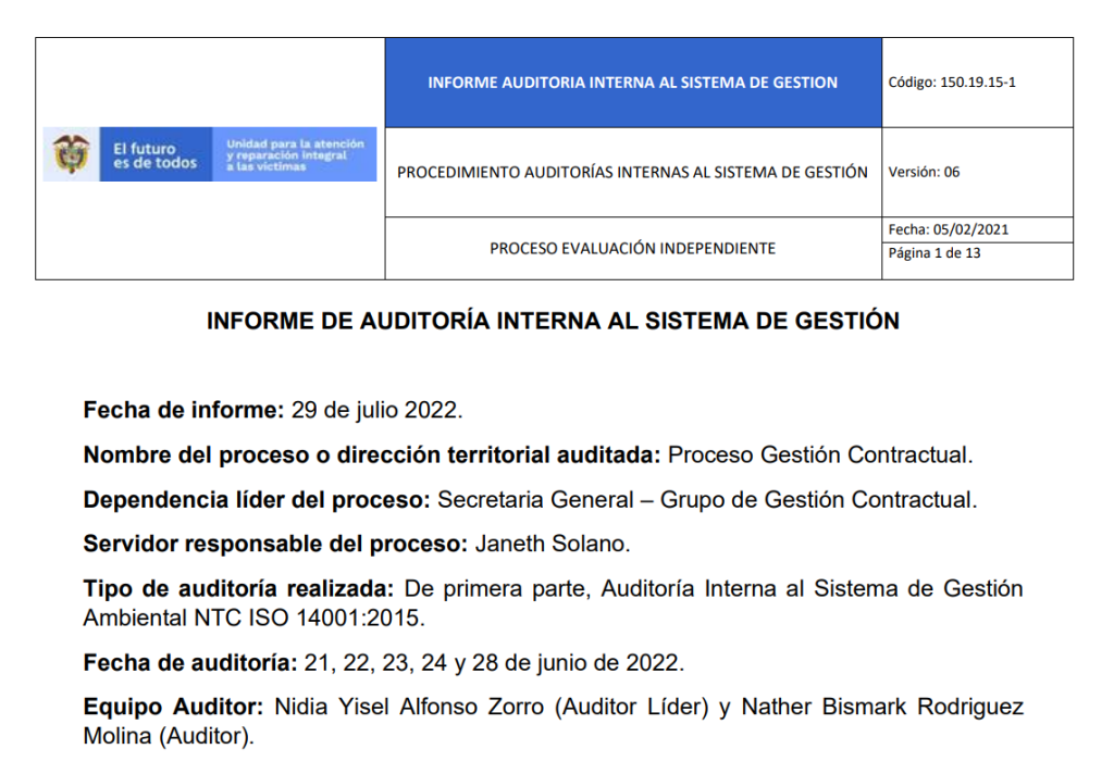 informe auditoria del sga   gestion contractual 0