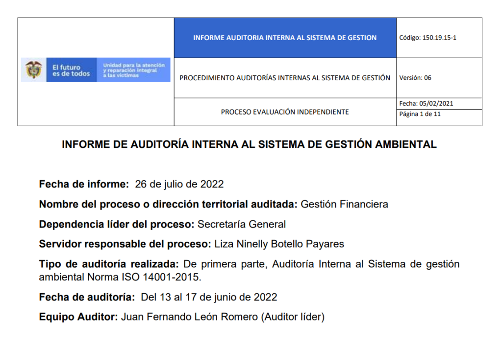 informe auditoria del sga   gestion financiera 0