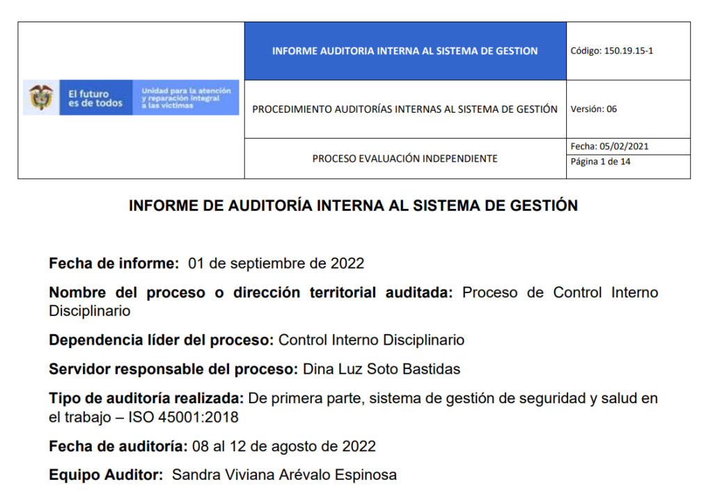 informe auditoria del sgsst   control interno disciplinario 1