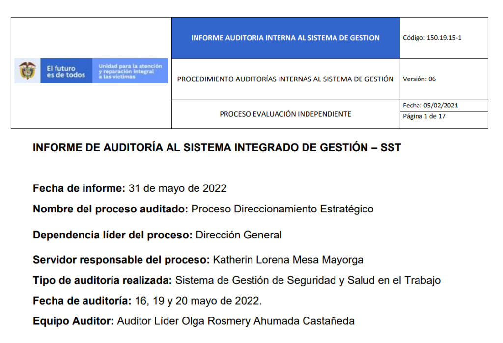 informe auditoria del sgsst   direccionamiento estrategico 1