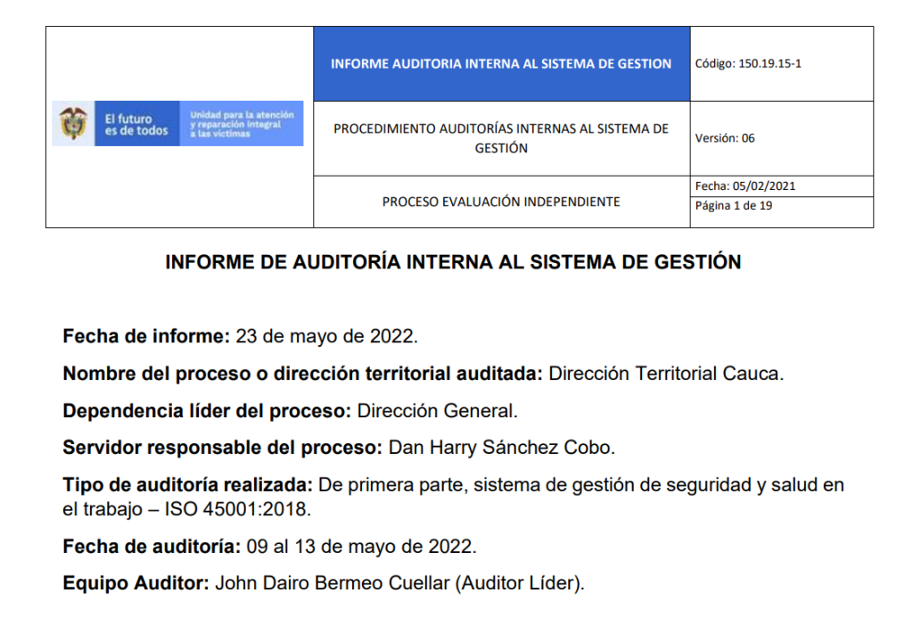informe auditoria del sgsst   dt cauca 0