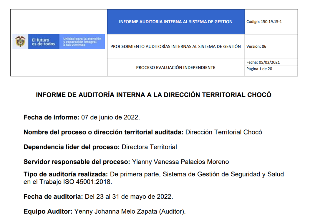 informe auditoria del sgsst   dt choco 0