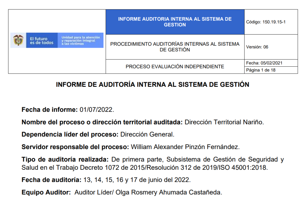 informe auditoria del sgsst   dt narino 0