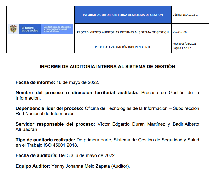 informe auditoria del sgsst   gestion de la informacion 1