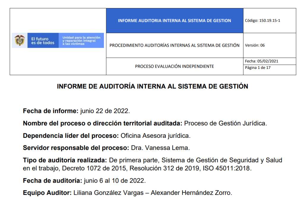 informe auditoria del sgsst   gestion juridica 1