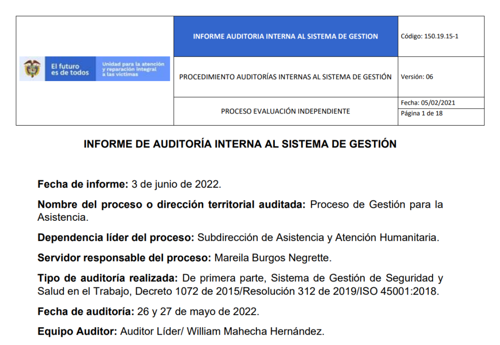 informe auditoria del sgsst   gestion para la asistencia 1