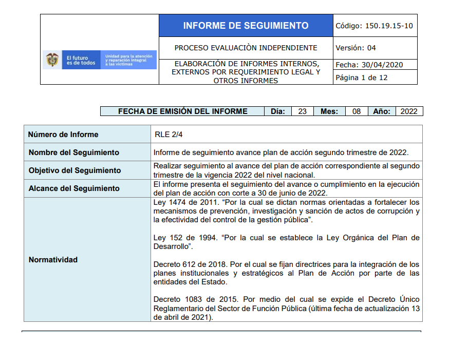 informe seguimiento avance plan de accion 2do trimestre 2022 n.n