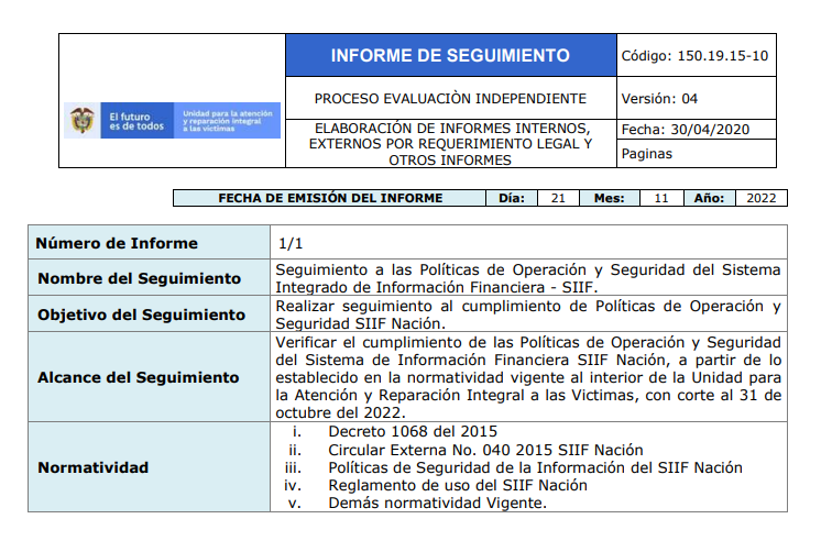 informe seguimiento politicas siif 2022