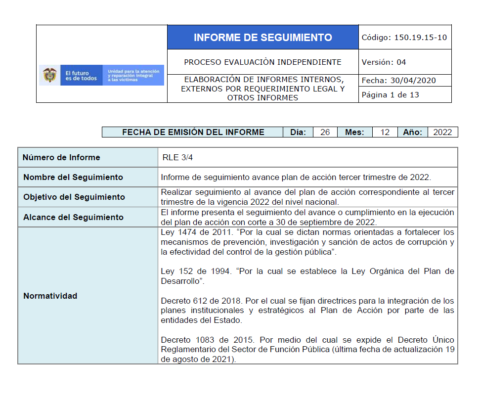 informe de seguimiento avance plan de accion 3er trimestre 2022 nn
