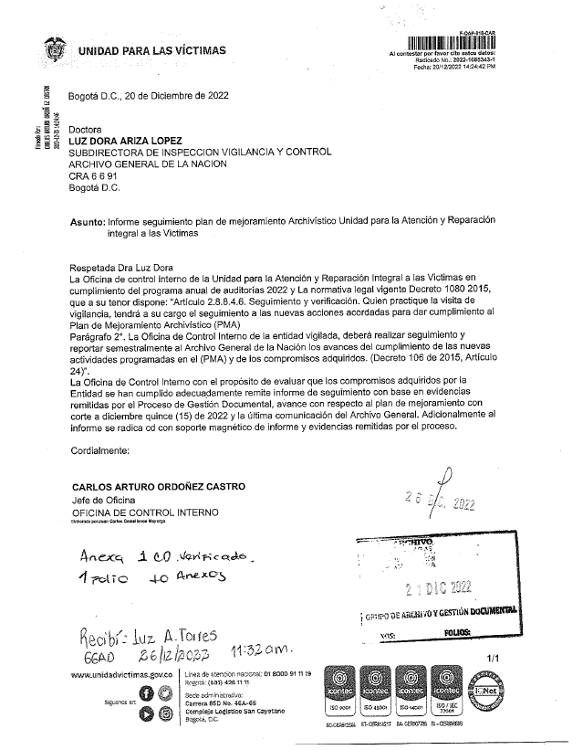 informe plan mejoramiento agn diciembre 2022