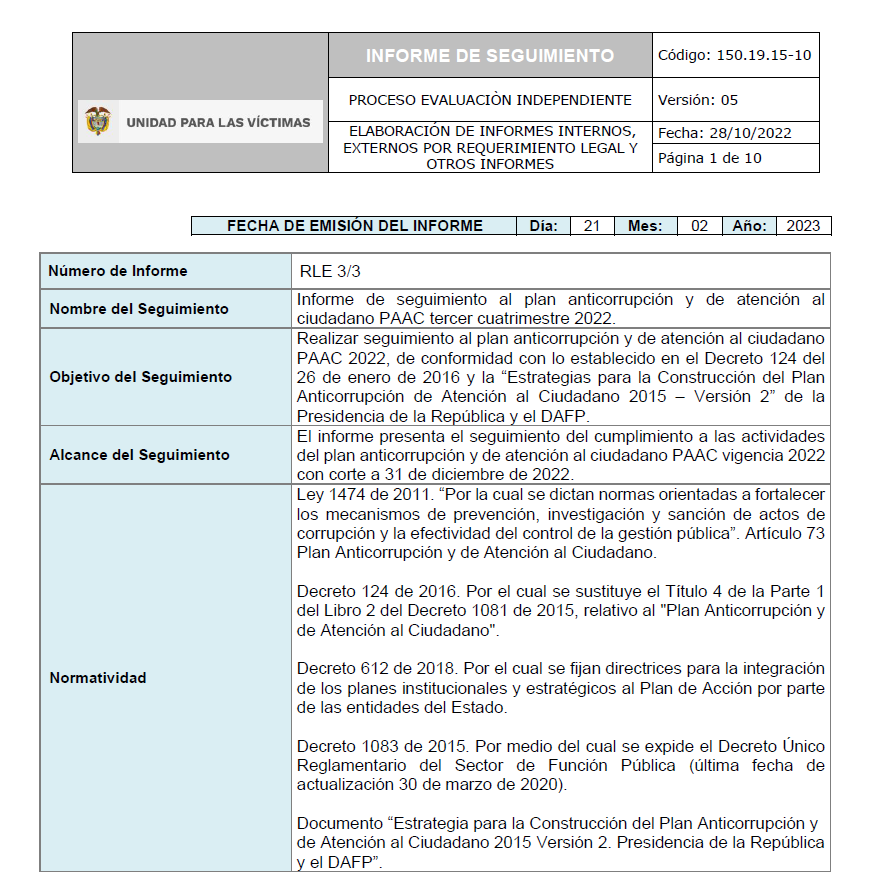 informe de seguimiento al paac 3er cuatrimestre 2022
