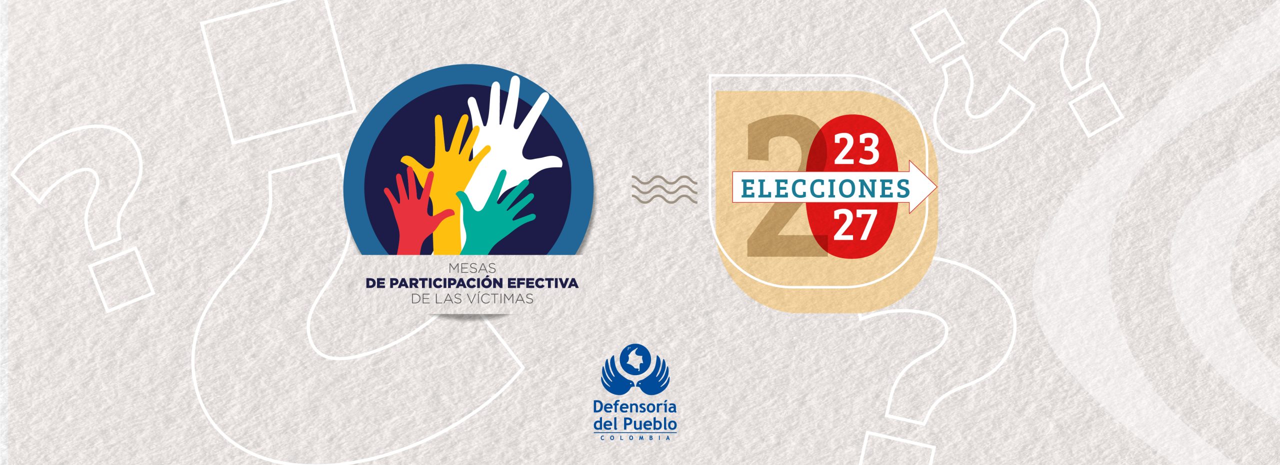 Banner elecciones 2023 con logo de mesas de participación efectiva de las víctimas