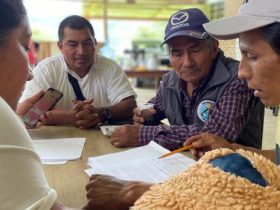 Grupo de hombres con documentos socializando entre si