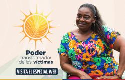 Banner Ilustrado con mujer afordescendiente y logo del Poder Transformador de la Victimas