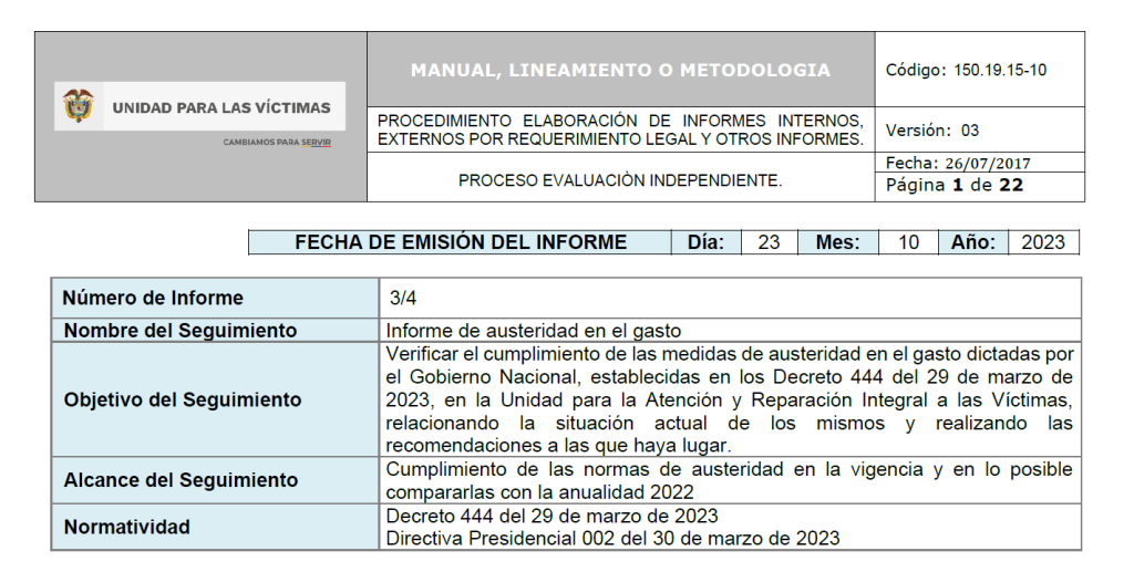 Informe de Austeridad julio - septiembre de 2023