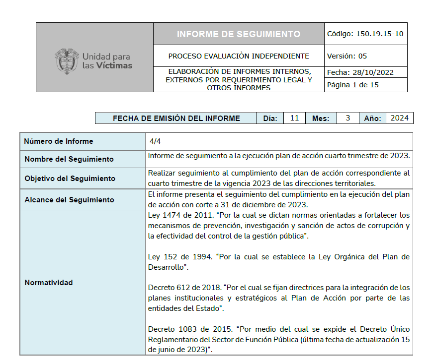 Informe Seguimiento a Ejecución Plan de Acción 4to Trim 2023 DTs