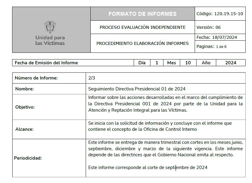 Seguimiento Directiva Presidencial 01 de 2024