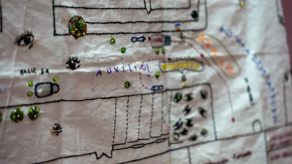 Reconstrucción en tejido del croquis de la búsqueda de Jhon Ricardo y Gloria